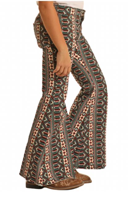 BG7PD02237 GIRL&#39;S ROCK &amp; ROLL GEO PRINT BELL BOTTOMS