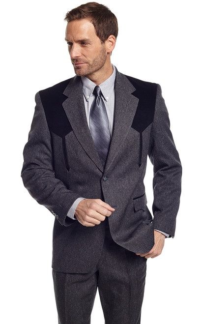 CC2976 MEN&#39;S CIRCLE S WESTERN BLACK &amp; GREY SPORT JACKET