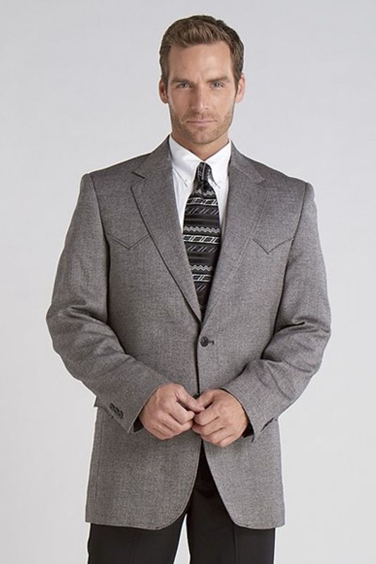 CC1032-61 MEN&#39;S CIRCLE S GREY PLANO WESTER SPORT JACKET
