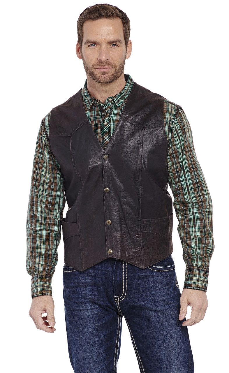 ML3061A MEN&#39;S CRIPPLE CREEK ANTIQUE SUEDE LEATHER VEST