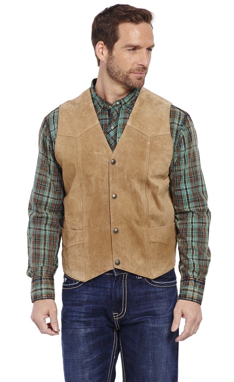 ML3061 MEN&#39;S CRIPPLE CREEK TAN SUEDE LEATHER VEST