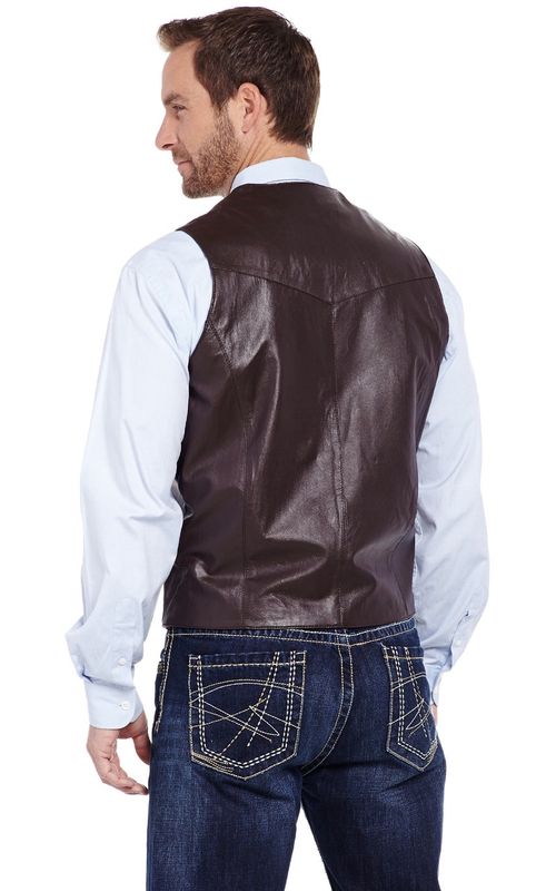 ML3059 MEN'S CRIPPLE CREEK BUTTON FRONT LAMB LEATHER VEST