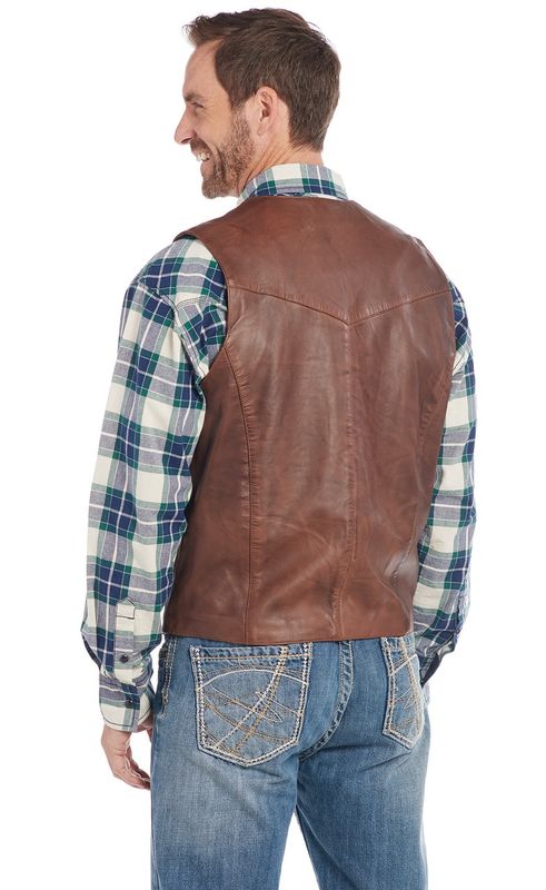 ML3064 MEN'S CRIPPLE CREEK BUTTON FRONT LAMB NAPPA LEATHER VEST