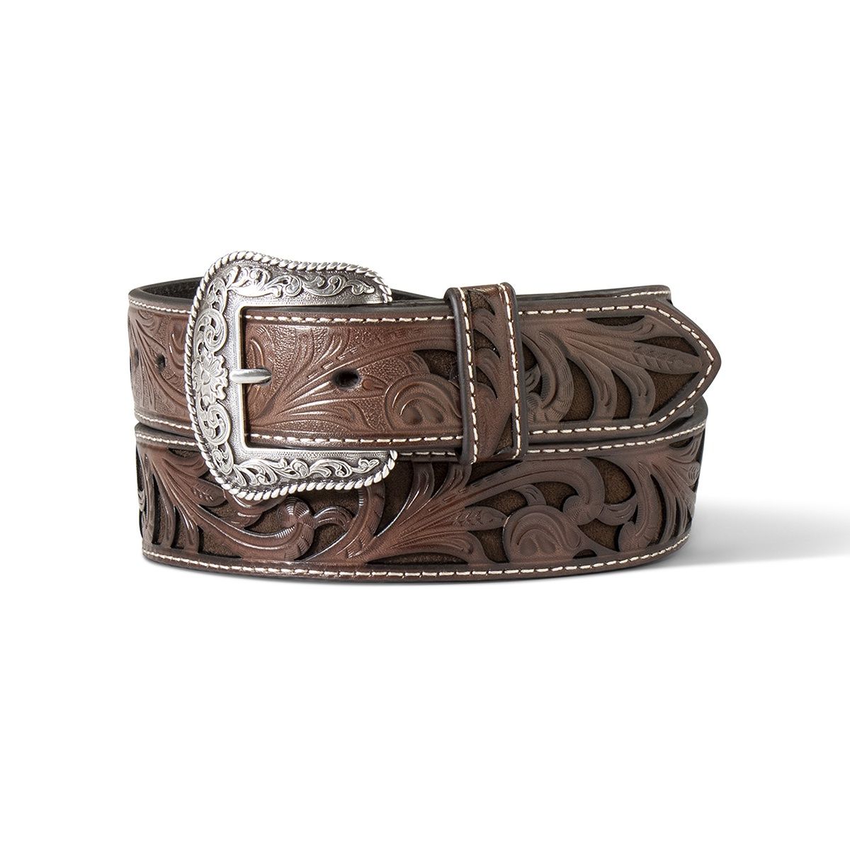 A1565002 ARIAT WOMEN&#39;S ARIAT 1-1/2&quot; FLORAL EMBROIDERY BUCK LACE BROWN BELT