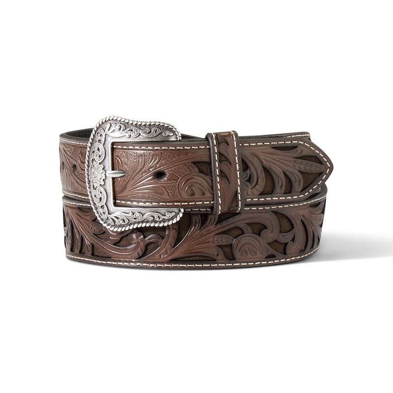 A1565002 ARIAT WOMEN&#39;S ARIAT 1-1/2&quot; FLORAL EMBROIDERY BUCK LACE BROWN BELT