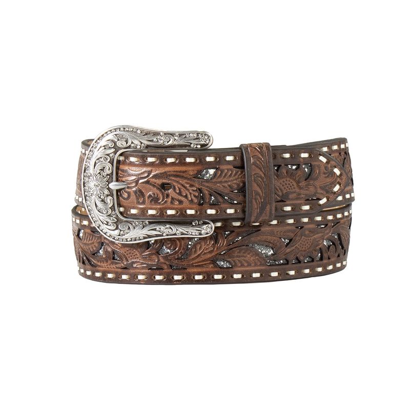 N320000202 WOMEN&#39;S NOCONA FLORAL EMBOSSED BELT WITH OVERLAY