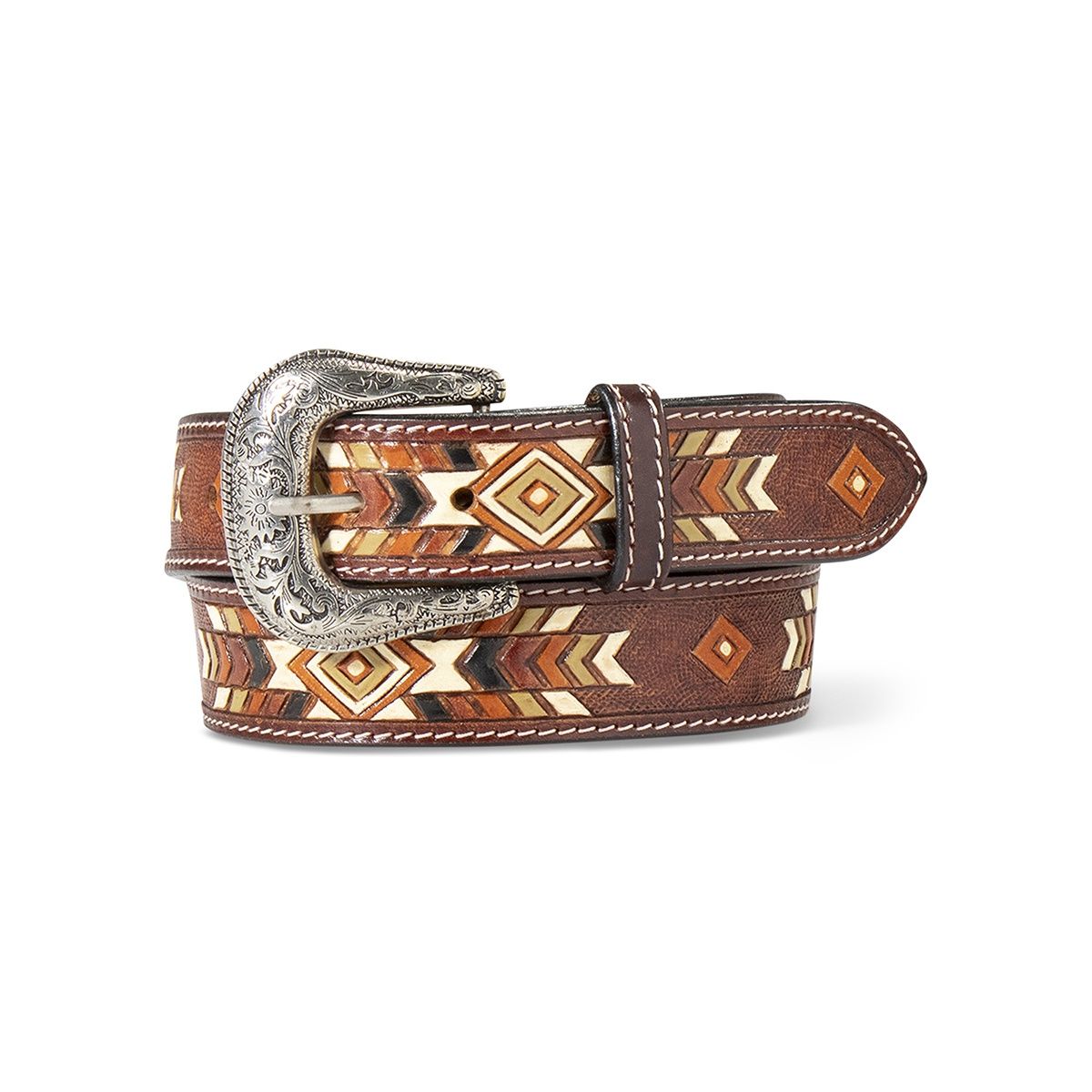 A1565397 WOMEN&#39;S ARIAT HANDPAINTED SOUTHWESTERN LEATHER BELT