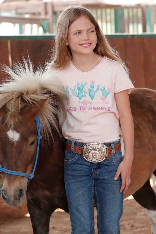 CTK8520005 GIRL&#39;S CRUEL GIRL PEACH &quot;HARD TO HANDLE&quot; SHORT-SLEEVE TEE