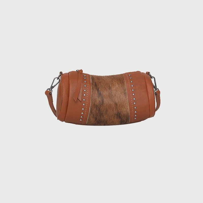 RLC-L156 MONTANA WEST REAL LEATHER COW-HIDE COLLECTION MINI BARREL BAG