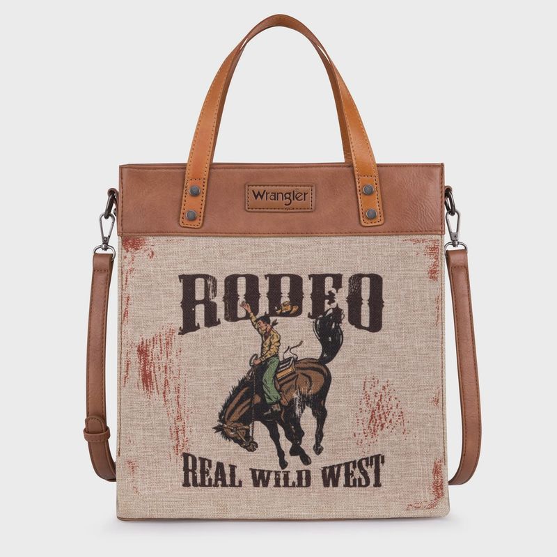 WG54-8317 WRANGLER ART PRINT CANVAS TOTE/CROSSBODY