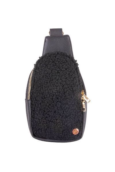 0223 SIMPLY SOUTHERN SHERPA SLING BAG - BLACK