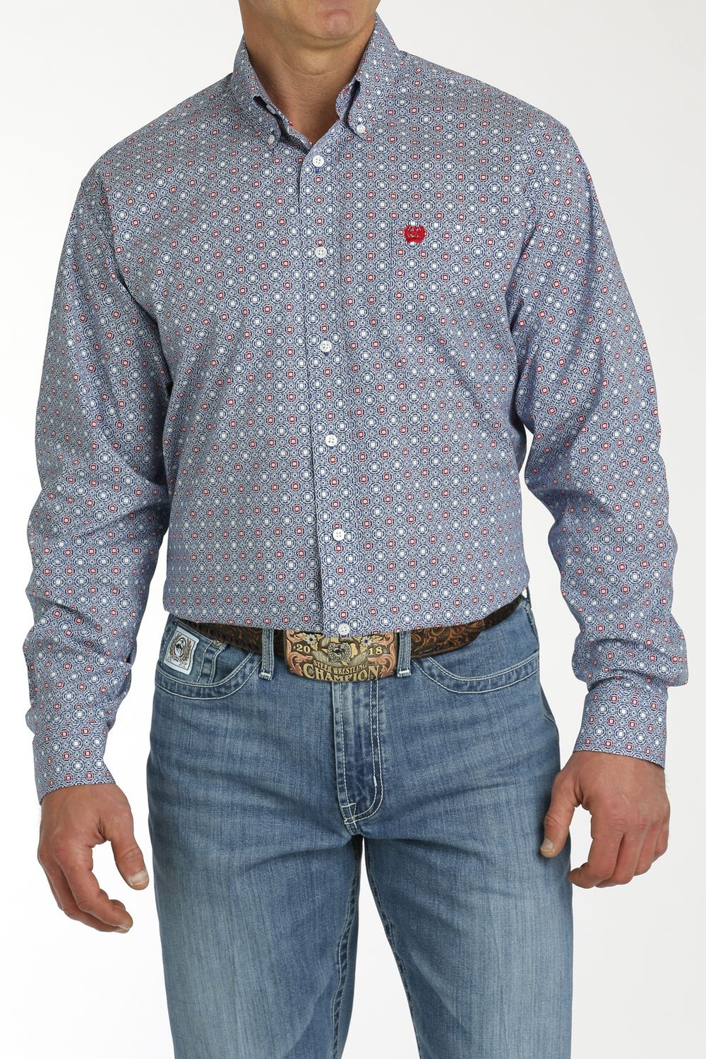 MTW1105765 MEN&#39;S CINCH ROYAL PRINT LONG-SLEEVE BUTTON DOWN WESTERN SHIRT
