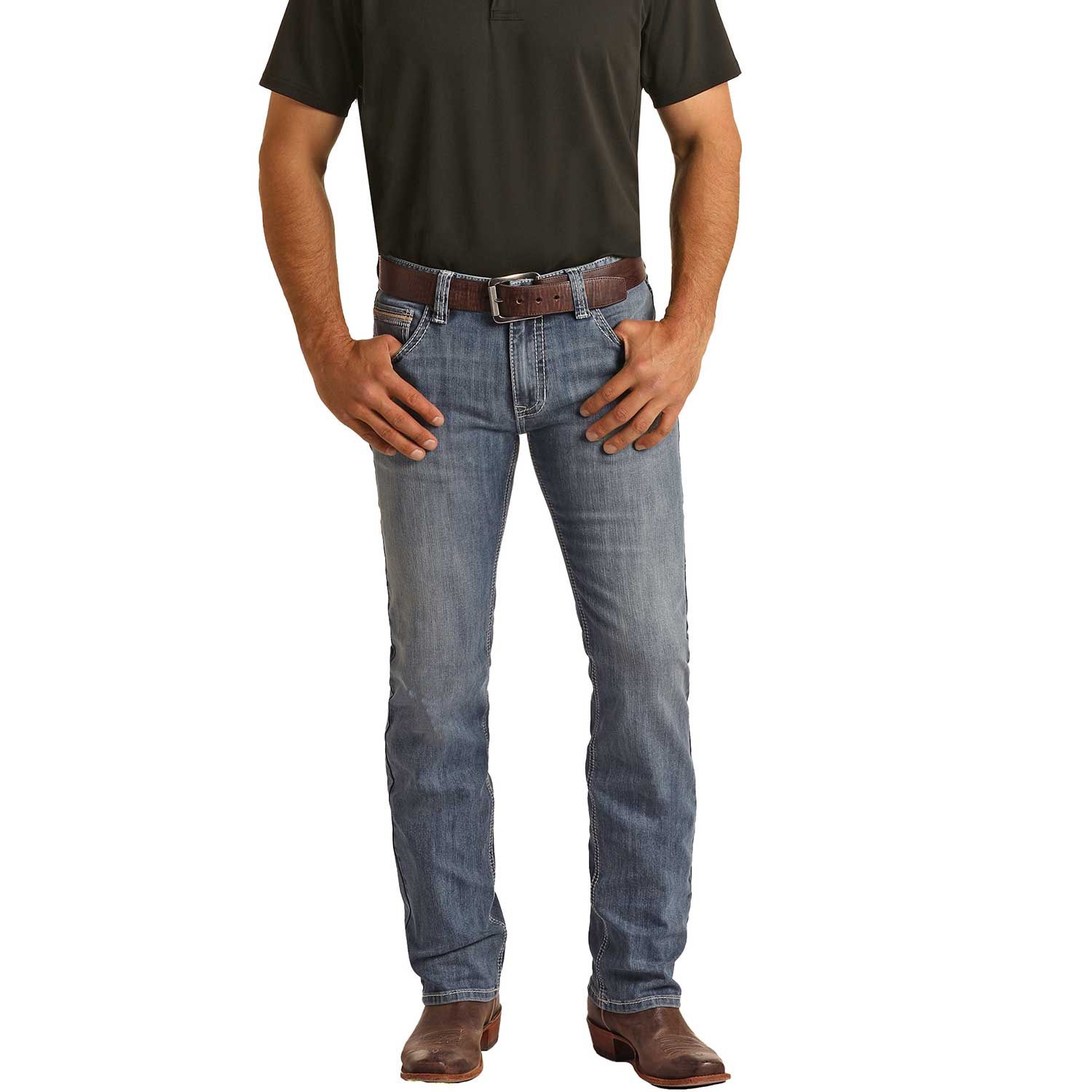 RRMD1RRYWH MEN&#39;S ROCK &amp; ROLL REVOLVER SLIM STRAIGHT JEANS