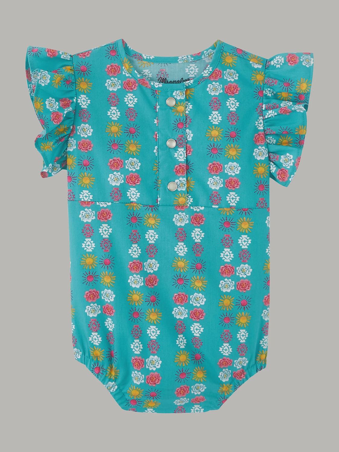 2346595 BABY GIRL WRANGLER TURQUOISE SPRING FLORAL ONESIE
