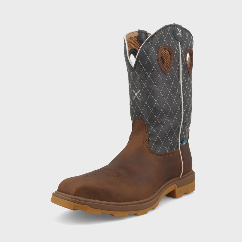MULNW02 MEN&#39;S TWISTED X 12&quot; ULTRA-LITE BOMBER &amp; BLUE NANO SQUARE SAFETY TOE WATERPROOF WORK BOOT