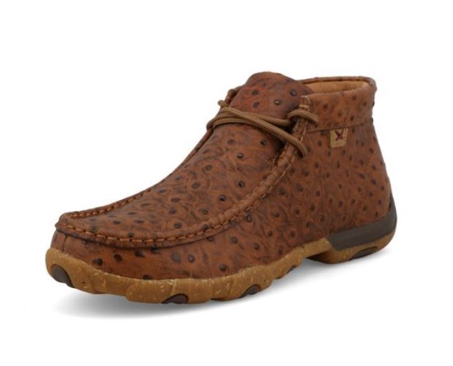 WDM0157 WOMEN&#39;S TWISTED X COGNAC OSTRICH PRINT CHUKKA DRIVING MOC