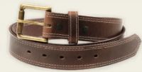 128-36 MEN&#39;S GINGERICH FRANKLIN DARK BROWN 1.5&quot; WHITE DOUBLE STITCHED