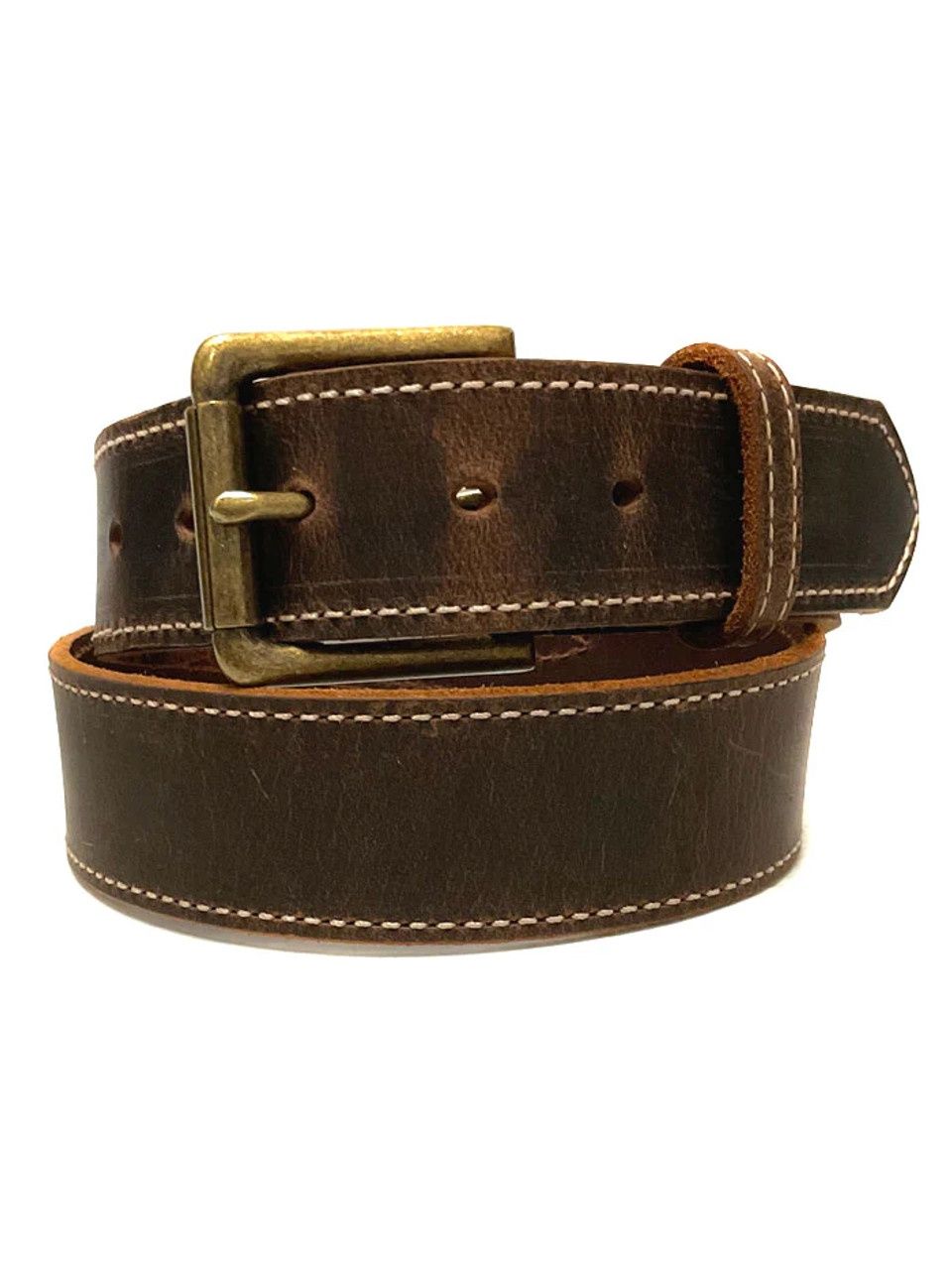 1024-45 MEN&#39;S GINGERICH LEATHER NASHVILLE DISTRESSED BROWN SINGLE STITCH BELT