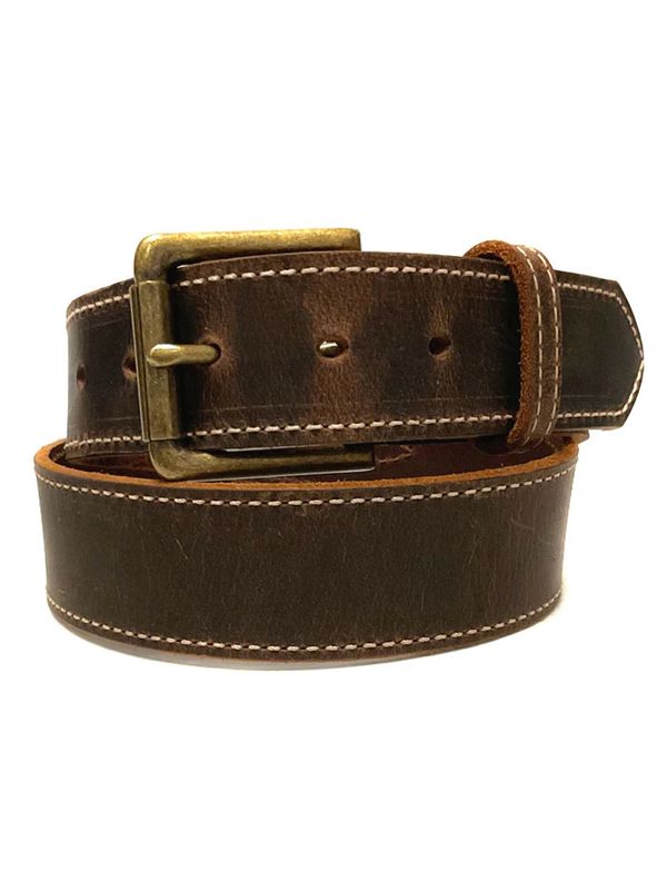 1024-45 MEN&#39;S GINGERICH LEATHER NASHVILLE DISTRESSED BROWN SINGLE STITCH BELT