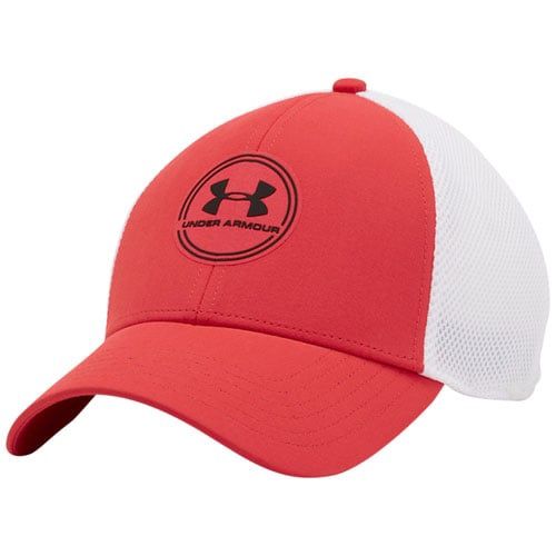 1369804-814 MEN&#39;S UNDER ARMOUR ISO-CHILL DRIVER MESH CAP - RED