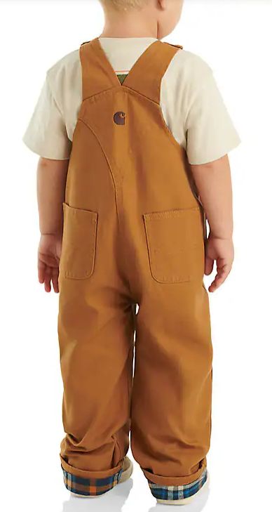 CM8645 INFANT &amp; TODDLER CARHARTT FLANNEL LINED BROWN WASHED DUCK BIB OVERALL