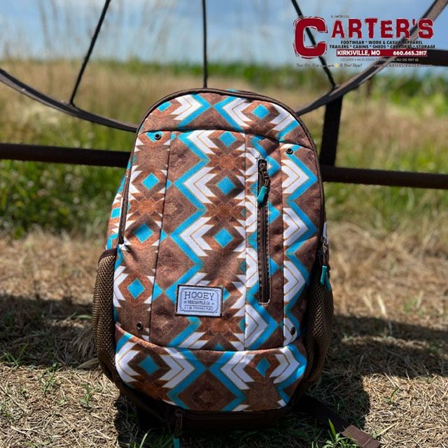 BP062AZBR HOOEY &quot;ROCKSTAR&quot; AZTEC &amp; BROWN PATTERN BODY &amp; FRONT PANEL W/ BROWN ACCENTS BACKPACK