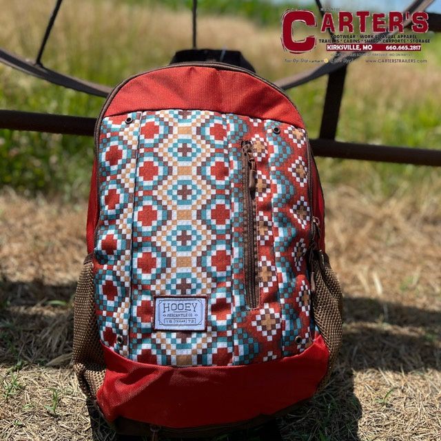 BP062AZRU HOOEY &quot;ROCKSTAR&quot; RUST BODY W/ MULTI COLOR BEAD PATTERN FRONT PANEL &amp; RUST ACCENTS BACKPACK