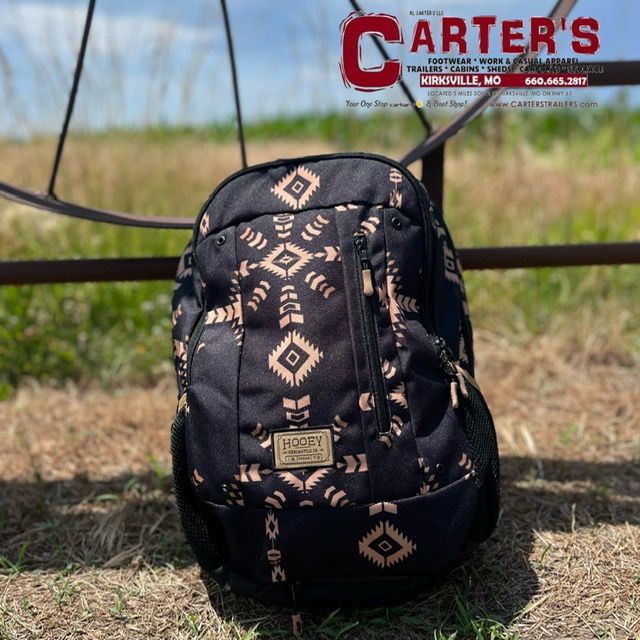 BP062BKTN HOOEY &quot;ROCKSTAR&quot; BLACK &amp; TAN AZTEC PATTERN BODY &amp; FRONT PANEL W/ BLACK ACCENTS BACKPACK