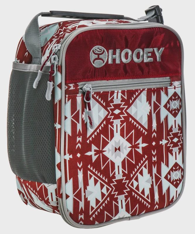 HLB005-BUGY HOOEY BURGUNDY &amp; BLUE AZTEC LUNCH BOX