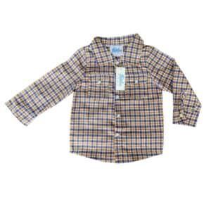 BPL05 INFANT SHEA BABY ORANGE/PURPLE PLAID L/S SNAP