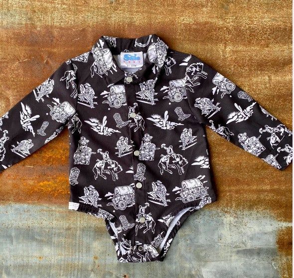 SNAP03 INFANT/TODDLER FARM PRINT PEARL SNAP, Size: 12-18M