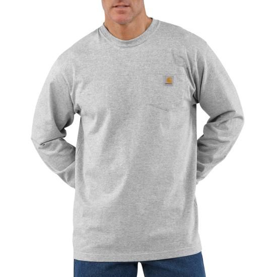 K126-HGY MEN&#39;S CARHARTT LOOSE FIT HEAVYWEIGHT LONG-SLEEVE POCKET T-SHIRT