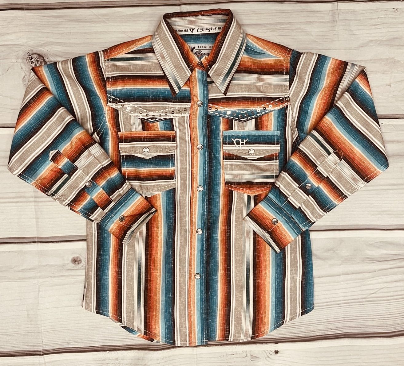 825549 TODDLER COWGIRL HARDWARE SERAPE L/S SNAP SHIRT