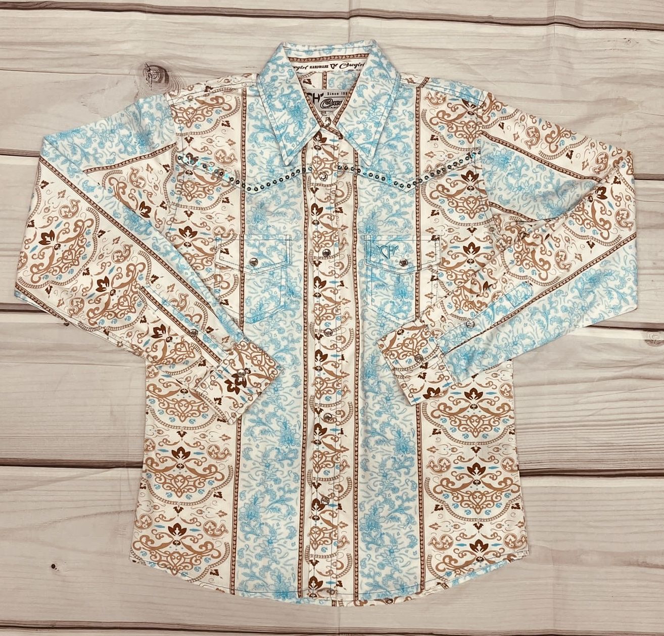 425550 GIRLS COWGIRL HARDWARE MISH MASH L/S SNAP SHIRT