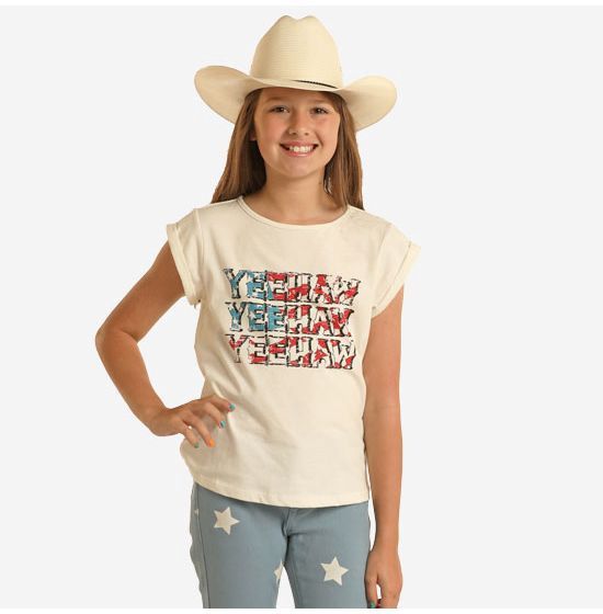 BG21T03621 GIRL&#39;S ROCK &amp; ROLL GRAPHIC MUSCLE TEE