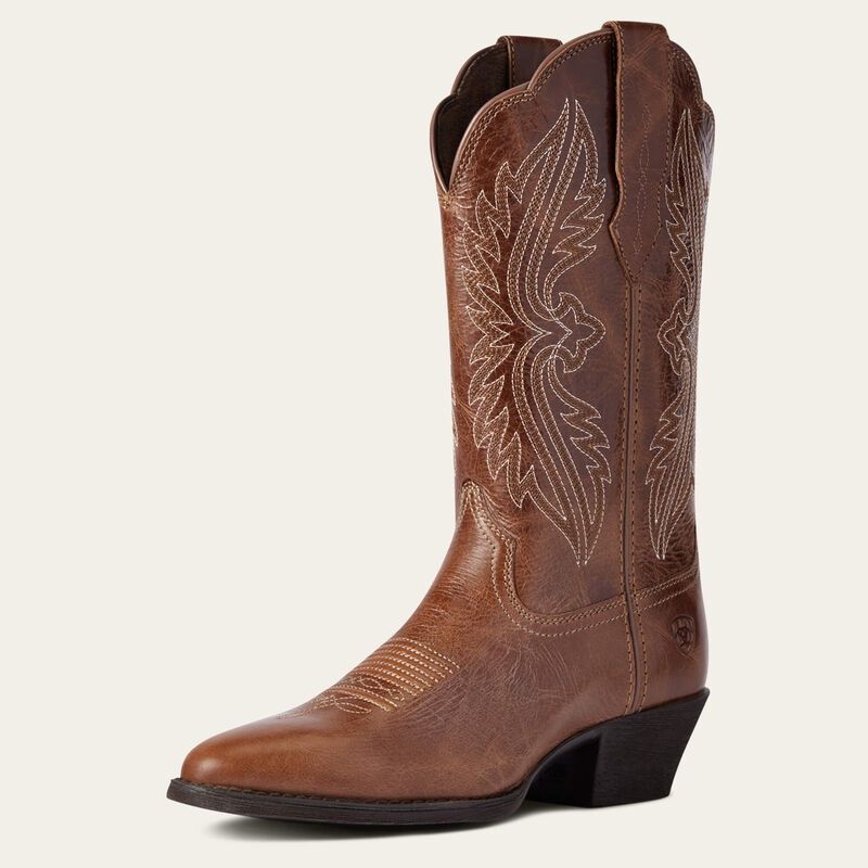 10038432 WOMEN&#39;S ARIAT HERITAGE R TOE STRETCH FIT DARK TAN WESTERN BOOT