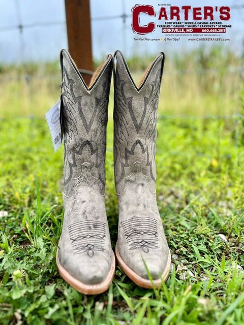 LF1643 WOMEN'S JAMA OLD WEST 12" SMOKY IVORY SNIP-TOE FASHION WESTERN BOOT
