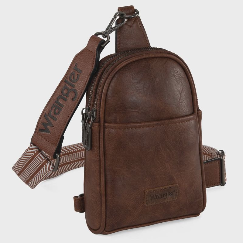 WG87-324 WRANGLER SLING BAG / CROSSBODY / CHEST BAG - DARK BROWN