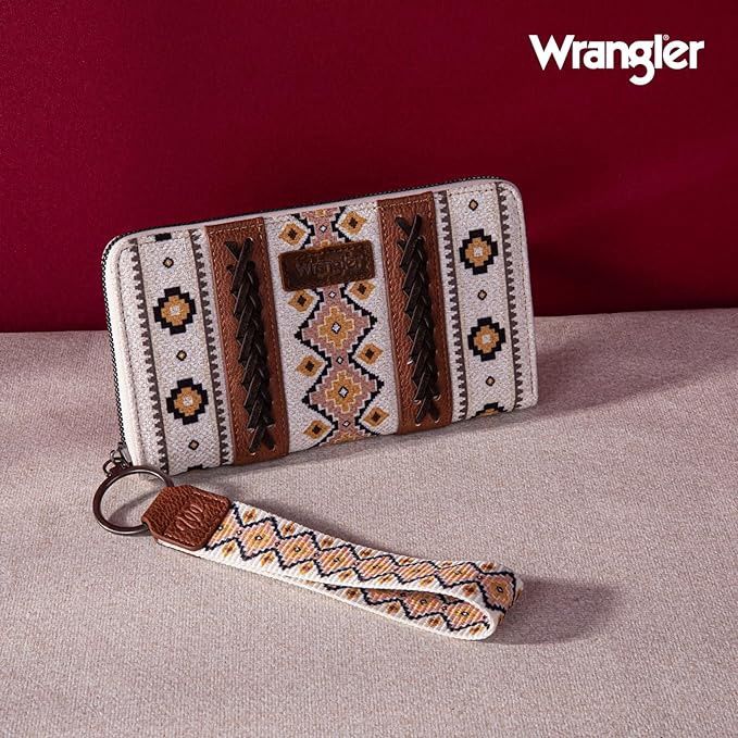 WG2202-W006 WRANGLER SOUTHWESTERN ART PRINT WALLET - COFFEE