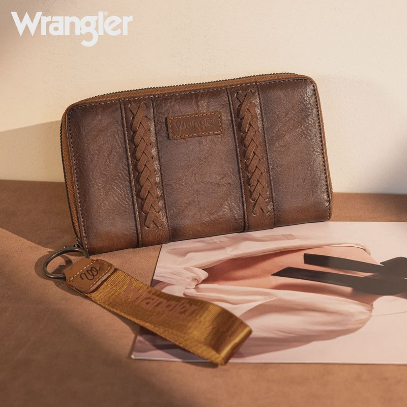 WG2208-W006 WRANGLER WHIPSTITCH WALLET / WRISTLET - BROWN
