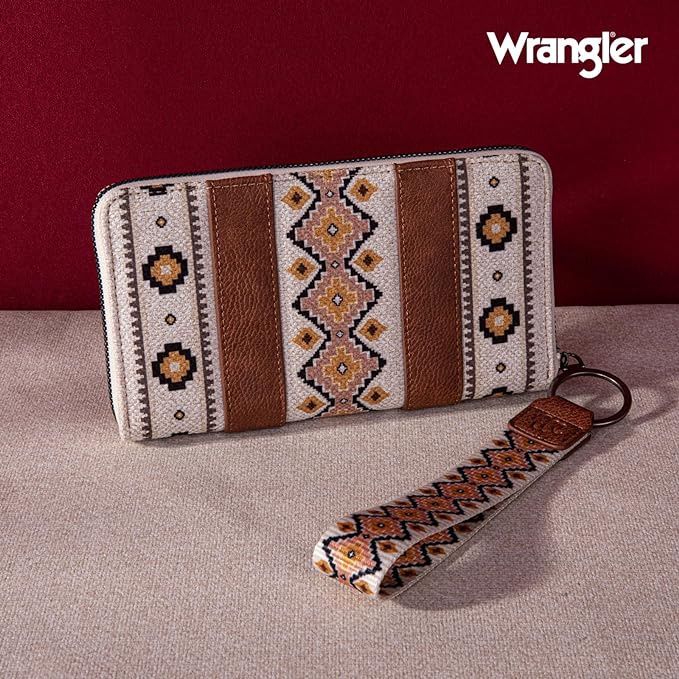 WG2202-W006 WRANGLER SOUTHWESTERN ART PRINT WALLET - COFFEE