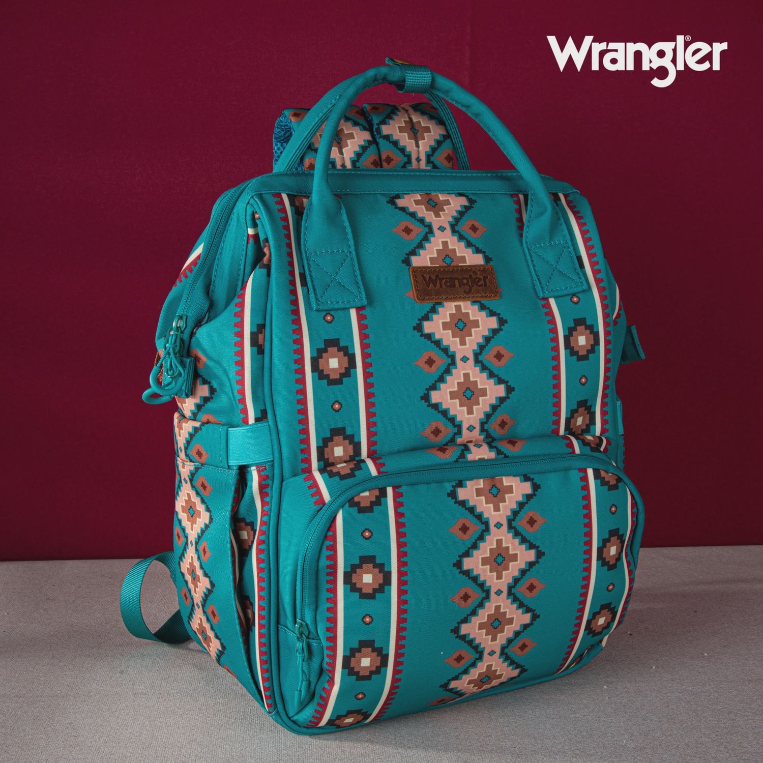 WG2204-9110 WRANGLER AZTEC PRINTED CALLIE BACKPACK - TURQUOISE