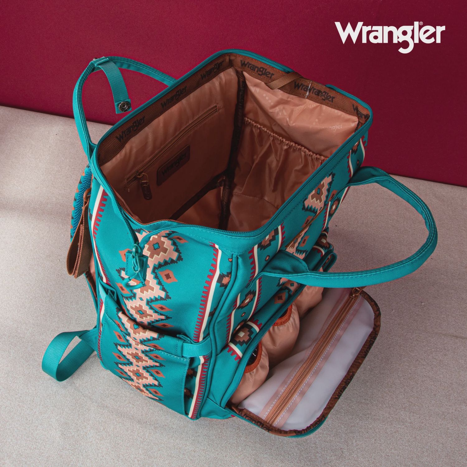 WG2204-9110 WRANGLER AZTEC PRINTED CALLIE BACKPACK - TURQUOISE