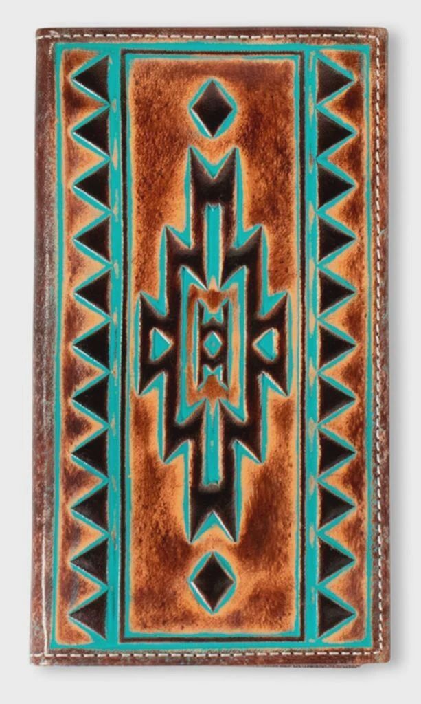 A3560002 ARIAT TURQUOISE SOUTHWEST LEATHER RODEO WALLET