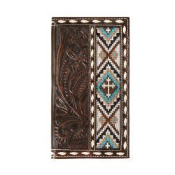 N500044402 NOCONA BROWN LEATHER FLORAL EMBOSSED WITH CROSS EMBROIDER