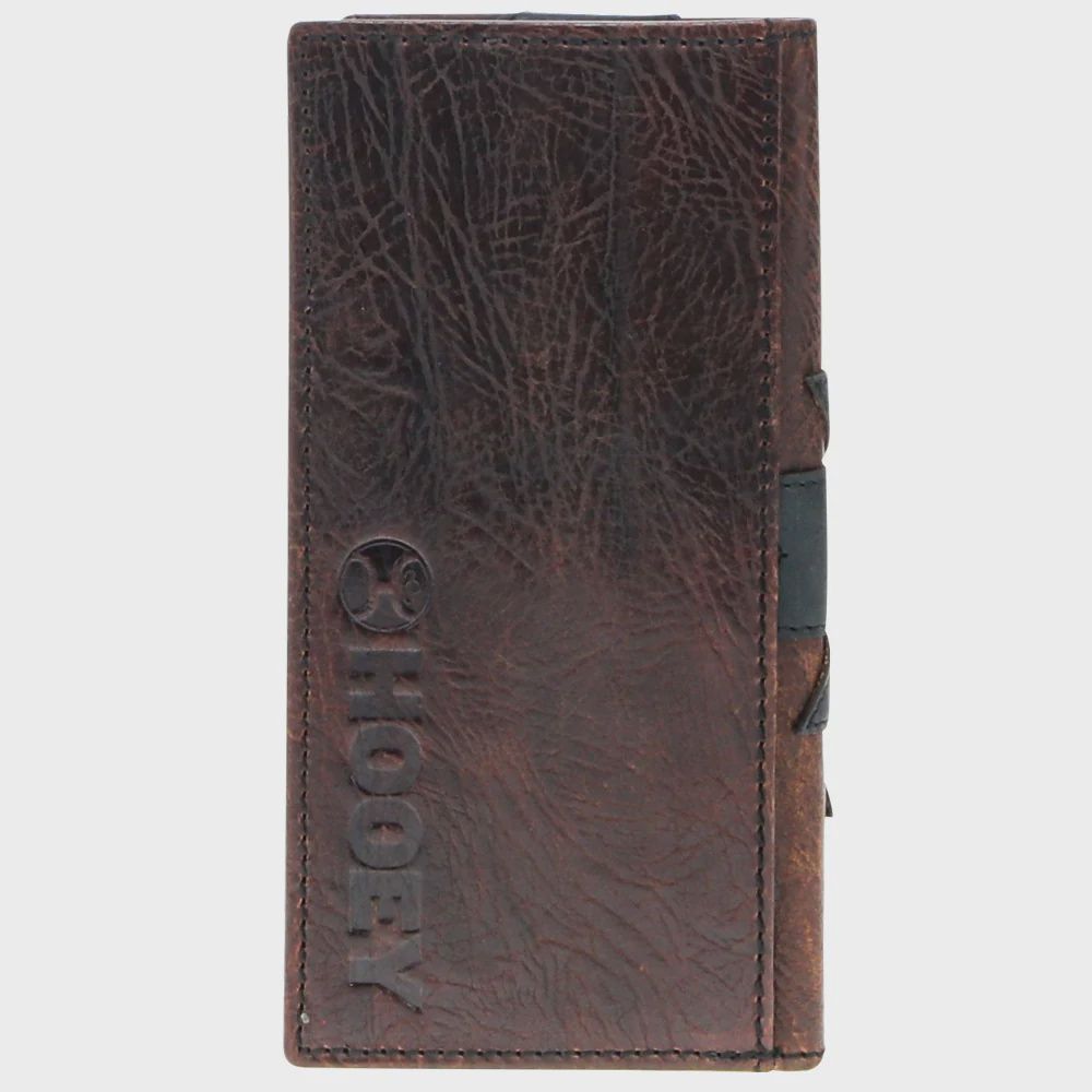 HW031-BRBK HOOEY &quot;KAI&quot; BLACK, BROWN, &amp; TAN PATCHWORK LEATHER RODEO WALLET