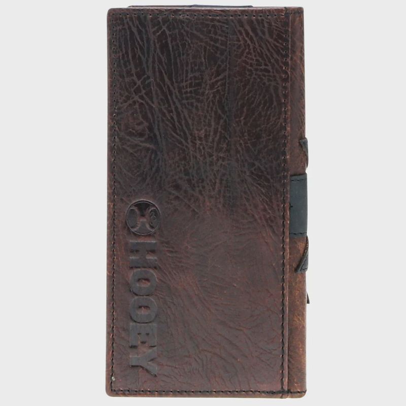 HW031-BRBK HOOEY &quot;KAI&quot; BLACK, BROWN, &amp; TAN PATCHWORK LEATHER RODEO WALLET
