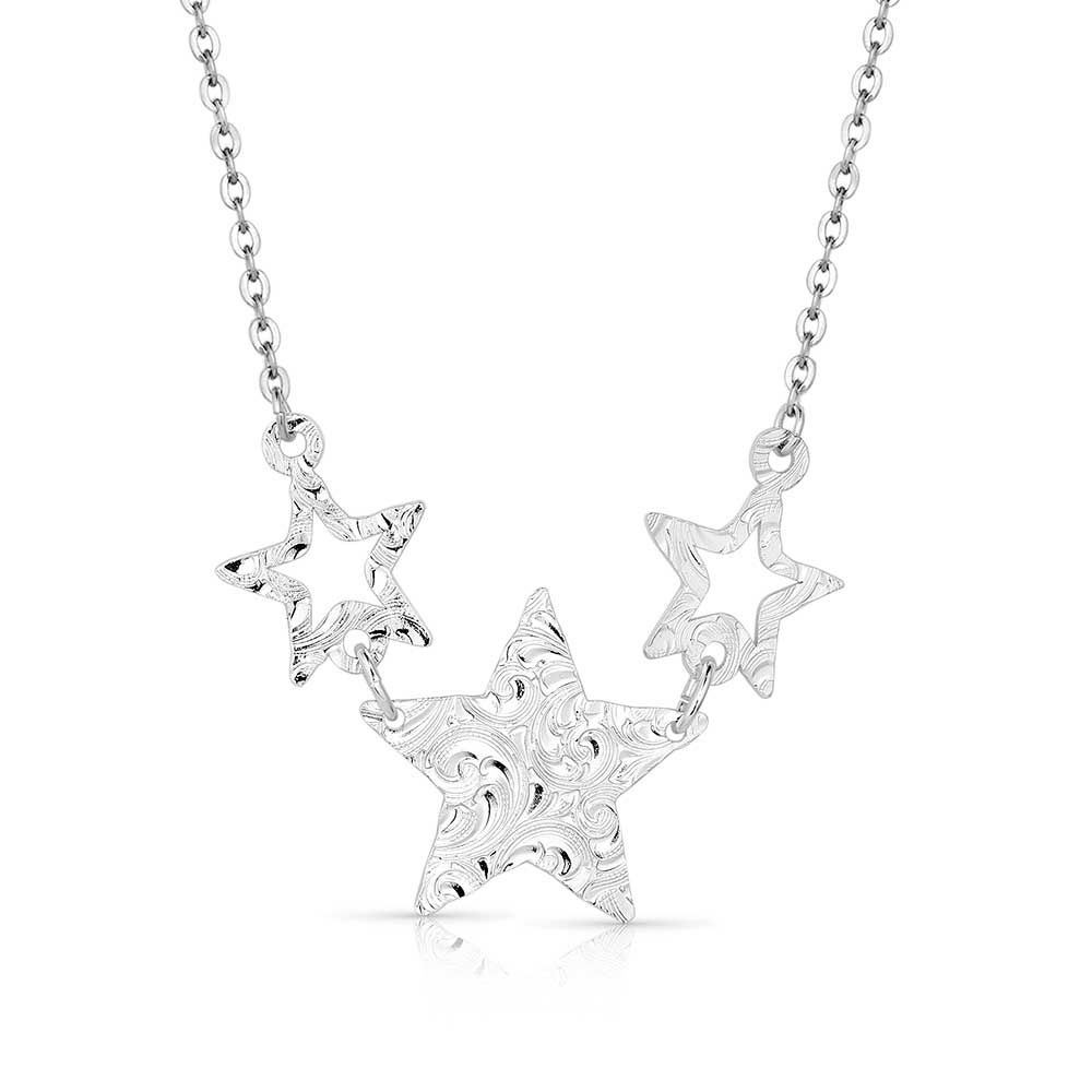 NC5665 MONTANA SILVERSMITHS TRIPLE STAR - SILVER NECKLACE
