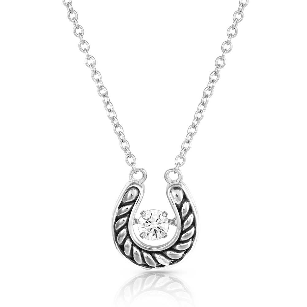 NC5463 MONTANA SILVERSMITHS DANCING HORSESHOE CZ NECKLACE