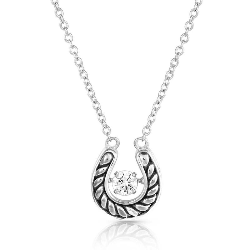 NC5463 MONTANA SILVERSMITHS DANCING HORSESHOE CZ NECKLACE